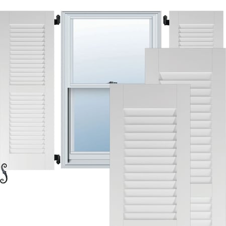 12W X 31H Americraft Two Equal Louver Exterior Real Wood Shutters, White